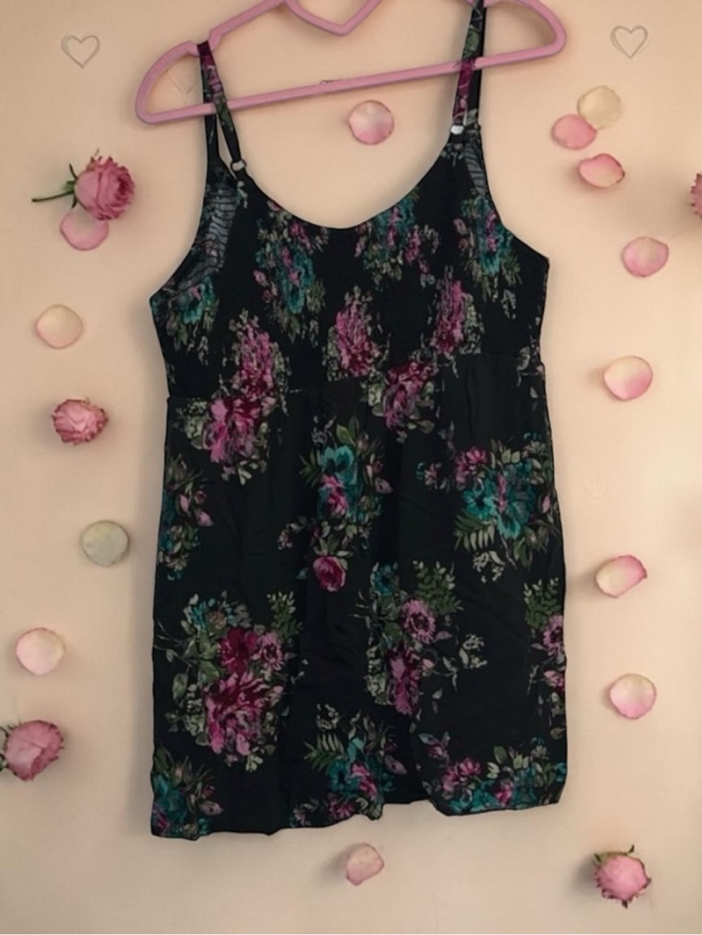 Floral Black Tank Top